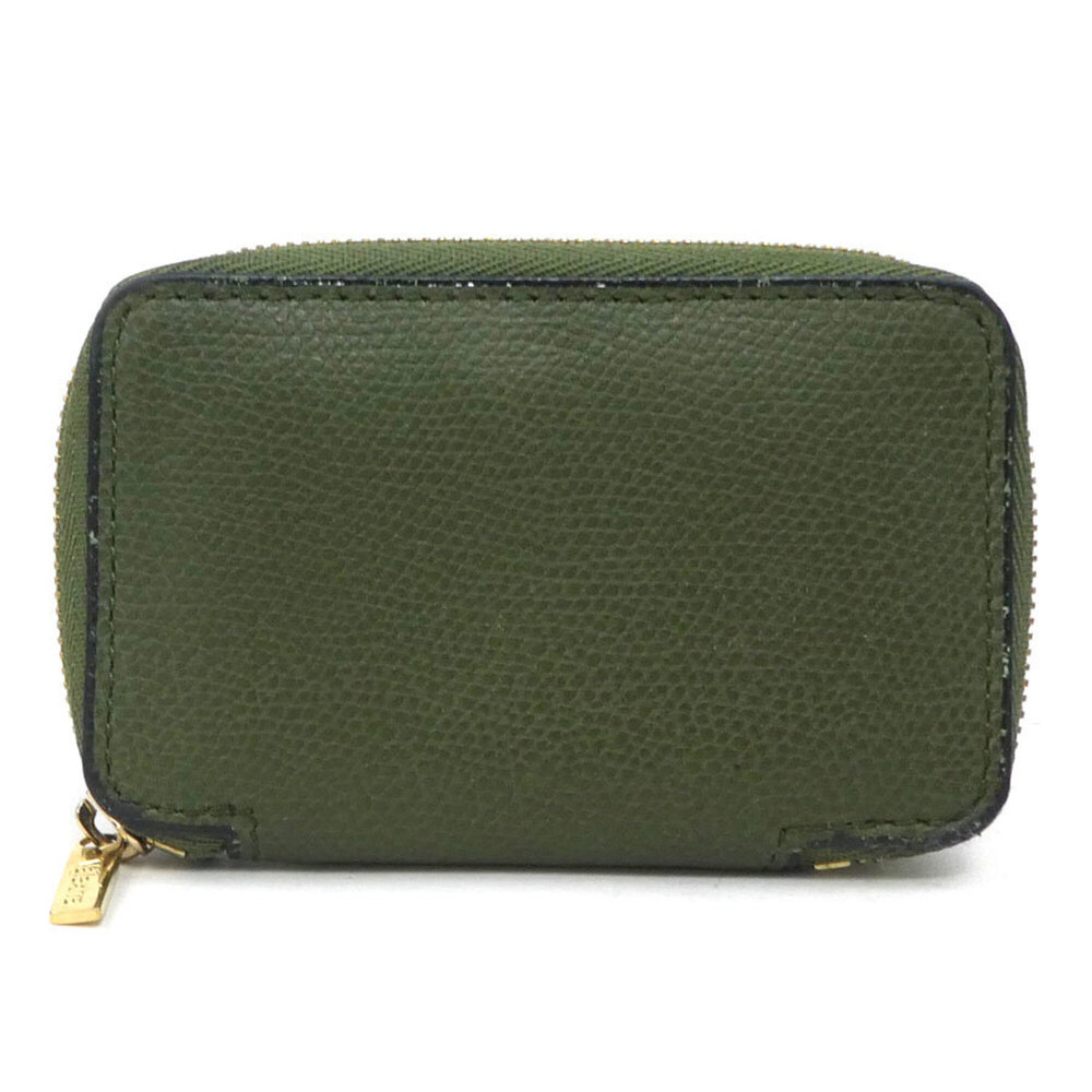 Valextra Leather Wallet/Coin Case, Khaki, Men's/Women's, h31816a